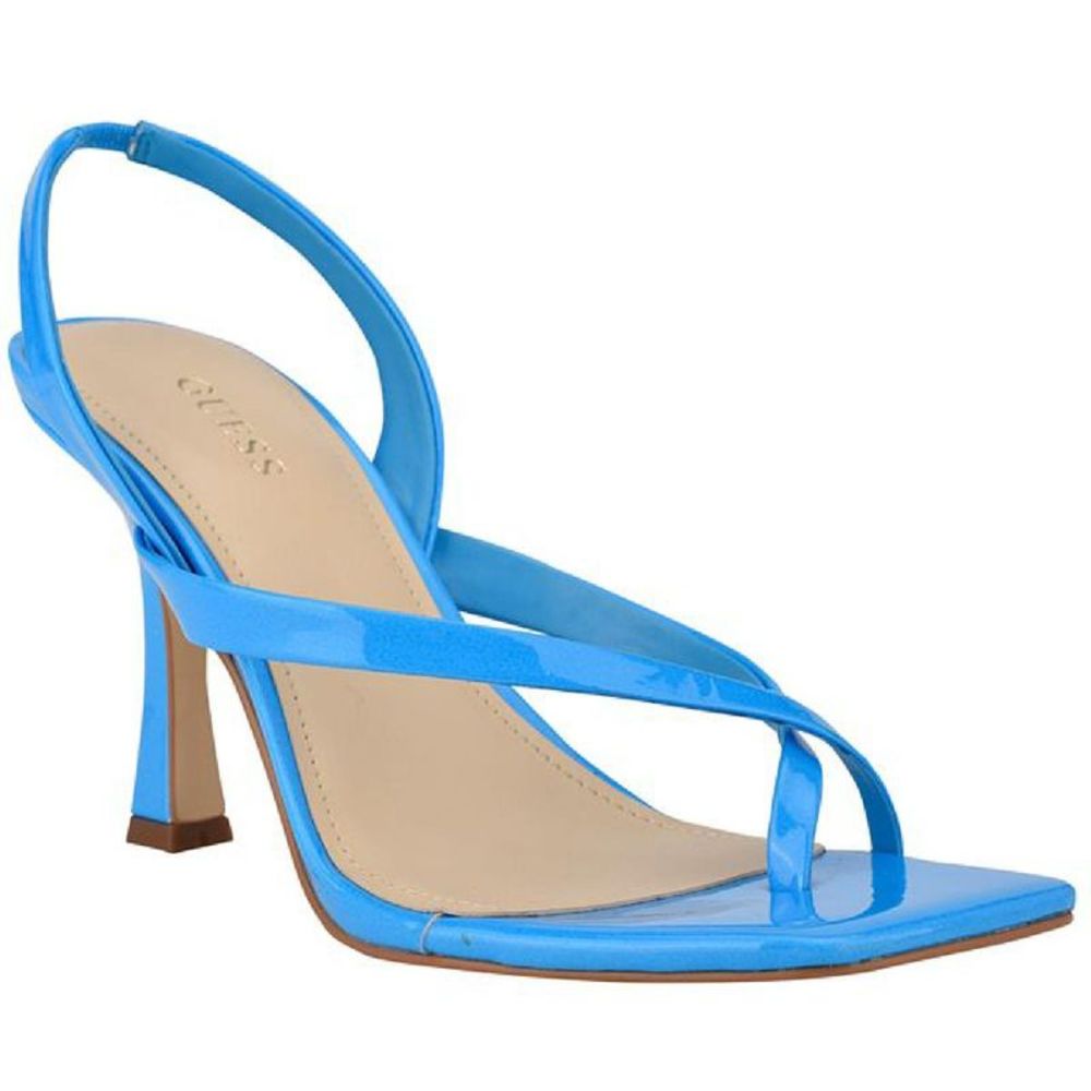 Guess Womens Saily Blue Faux Leather Slip On Slingback Heels Shoes